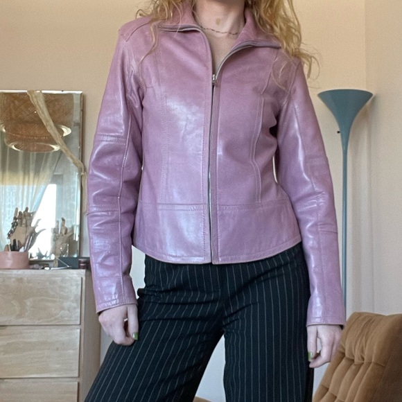 Pink Genuine Leather Jacker - Picture 8 of 9